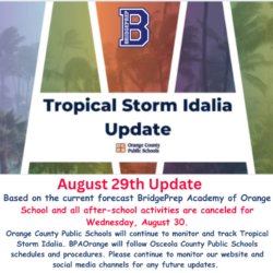 Important Tropical Storm Idalia Update: School Closed Wednesday, August 30th